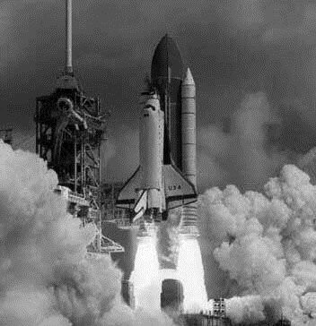 Lancering van de eerste space shuttle